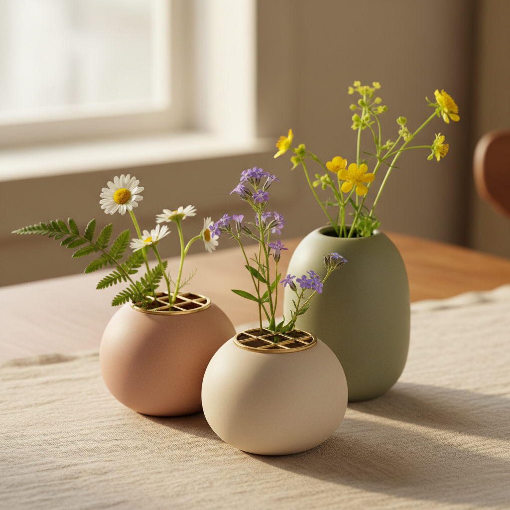 Bud Vase Set with Grid Insert